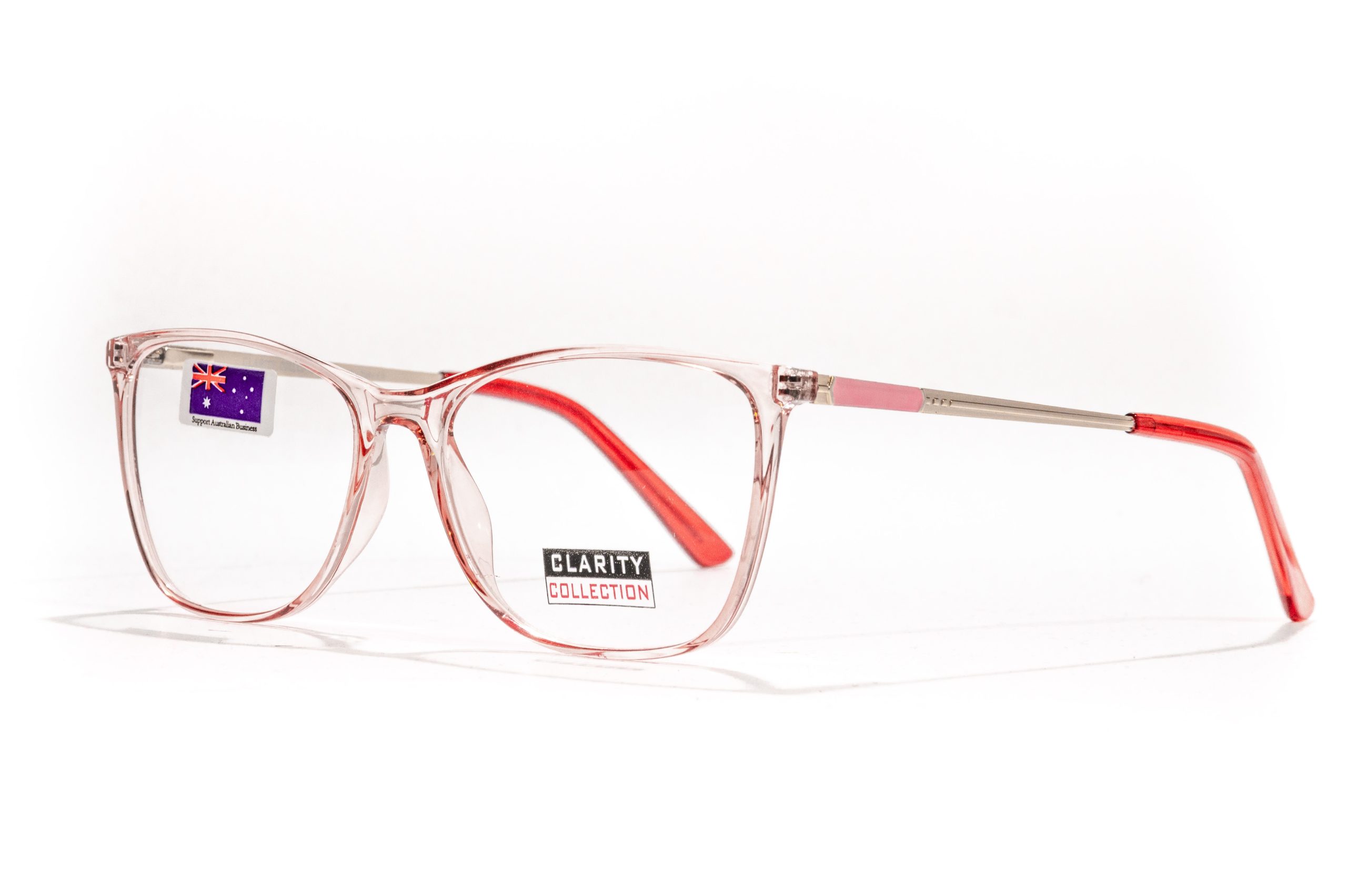 Pink crystal front with kobi and pewter temples